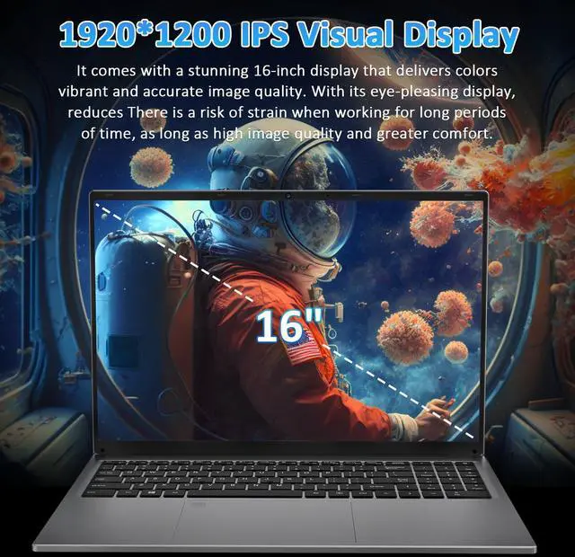 Alt view image 3 of 5 - Auusda 16" Traditional Laptop Computer, i3 Processor 16GB RAM 1TB SSD Silver Laptops Notebook with Backlit Keyboard, Fingerprint, WiFi 6 Bluetooth 5.3 Laptops for Students & Office USB-C Port