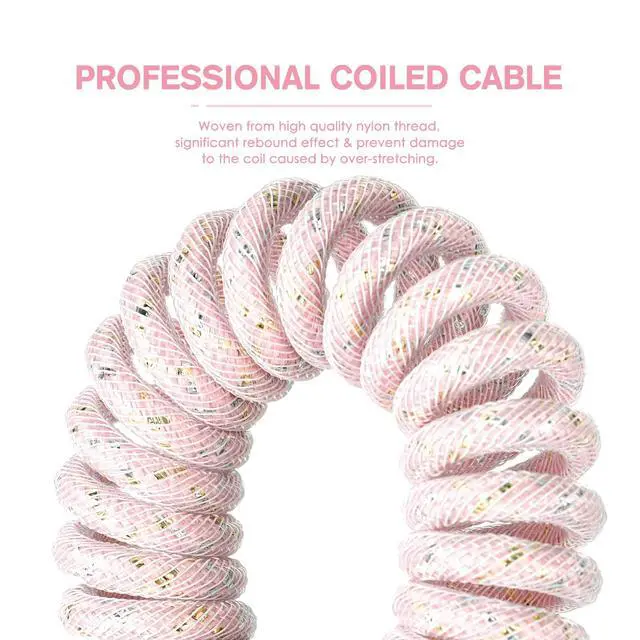 Alt view image 3 of 5 - Yindiao MANBASNAKE C05 Custom Coiled Cable,Double-Sleeved Aviator Cable with CNC Copper, USB C to USB A Cable with Detachable Aviator Connector for Mechanical Gaming Keyboards/PC/Phone, 5.2ft-Pink