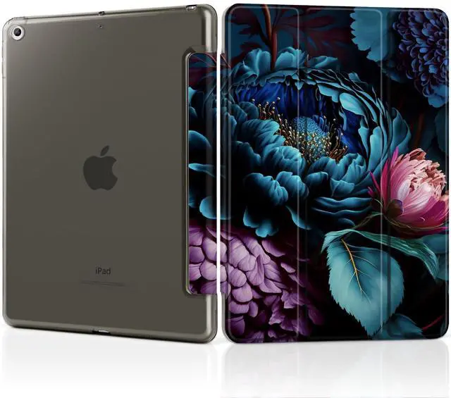 Main image of MEEgoodo Case for iPad 10.2 inch, Case for iPad 9th Generation 2021/ 8th Generation 2020/ 7th Gen 2019, Tablet Cover with Silk Texture & PC Back Cover, Beautiful Fantasy Flower