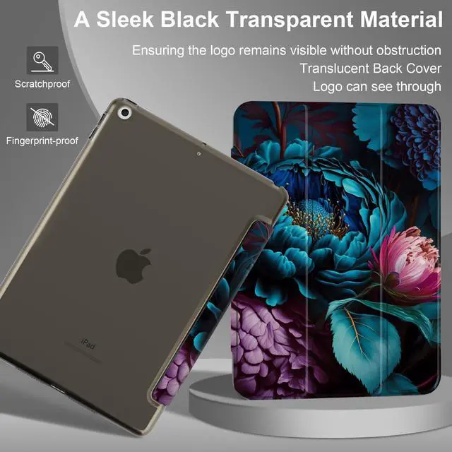 Alt view image 2 of 5 - MEEgoodo Case for iPad 10.2 inch, Case for iPad 9th Generation 2021/ 8th Generation 2020/ 7th Gen 2019, Tablet Cover with Silk Texture & PC Back Cover, Beautiful Fantasy Flower
