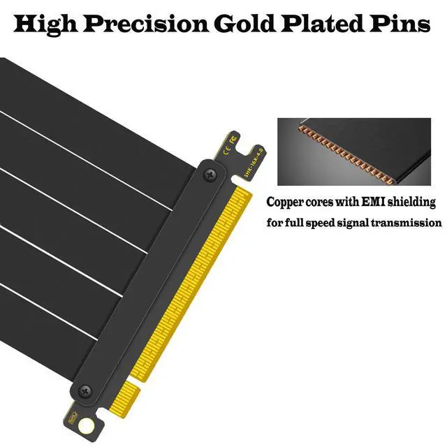 Alt view image 2 of 5 - Glorto PCIe 4.0 Riser Cable, x16 High Speed Graphics Card Extension Port Adapter, Flexible GPU Riser Cable Compatible with RTX 4090/4080/3090 and RX 7900/7800, 90 Degree 30cm