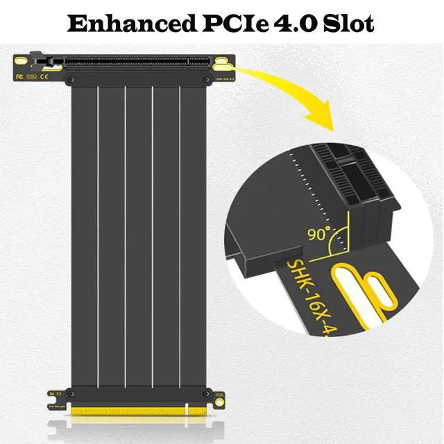 Alt view image 3 of 5 - Glorto PCIe 4.0 Riser Cable, x16 High Speed Graphics Card Extension Port Adapter, Flexible GPU Riser Cable Compatible with RTX 4090/4080/3090 and RX 7900/7800, 90 Degree 30cm