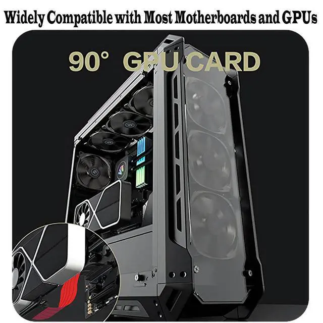 Alt view image 5 of 5 - Glorto PCIe 4.0 Riser Cable, x16 High Speed Graphics Card Extension Port Adapter, Flexible GPU Riser Cable Compatible with RTX 4090/4080/3090 and RX 7900/7800, 90 Degree 30cm