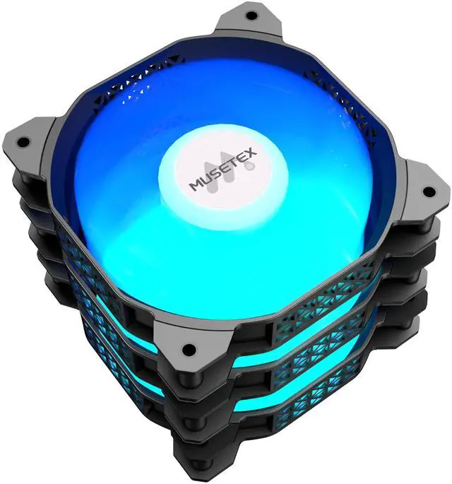 Main image of MUSETEX 3 Pack PC Case Fans, 120MM PWM ARGB Reverse Blade Computer Case Fans, Adjustable Speed, Customizable Lighting and with Excellent Cooling Performance, Black