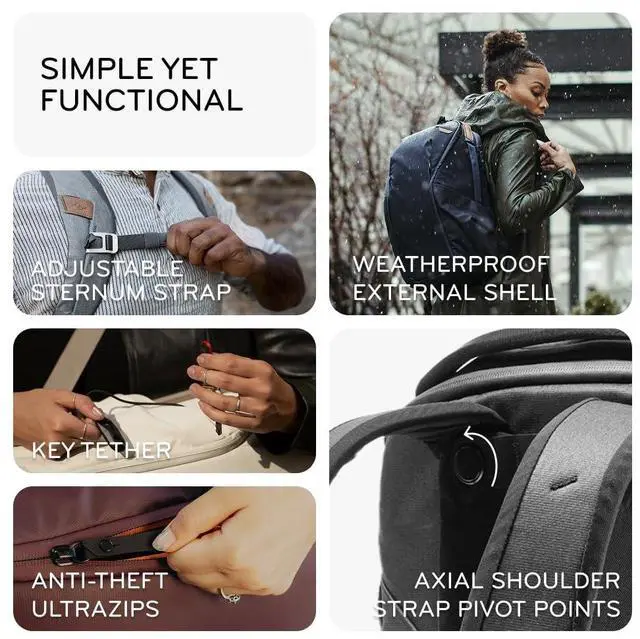 Alt view image 3 of 5 - Peak Design Everyday Backpack Zip 20L, Eclipse, 270-Degree Zip, Dual Side Pockets, FlexFold Dividers, Fits 15" Laptop, For Camera Carry, Daily Commutes or Travel, Versatile Backpack for Men and Women