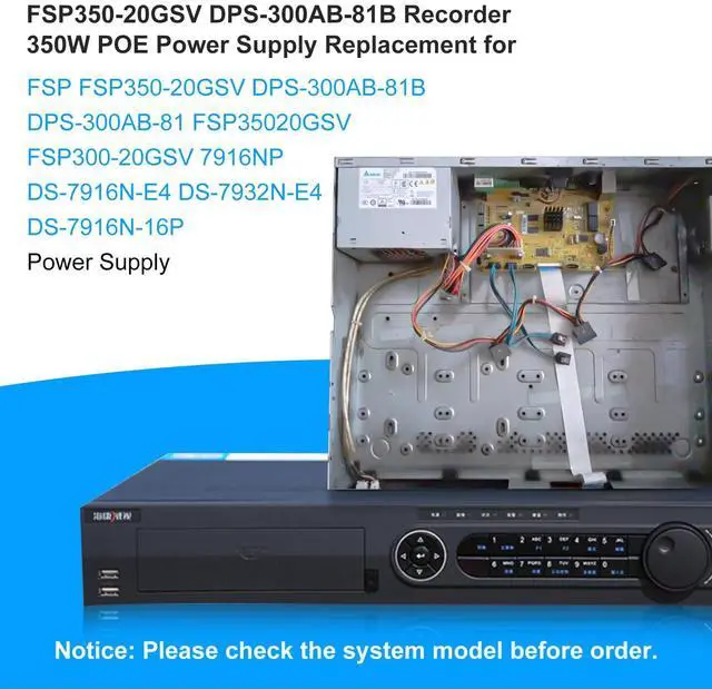 Alt view image 4 of 5 - S-Union Upgraded FSP350-20GSV DPS-300AB-81B 350W POE VCR Power Supply Compatible with FSP FSP350-20GSV DPS-300AB-81 FSP35020GSV FSP300-20GSV 7916NP DS-7916N-E4 DS-7916N-16P Recorder Power Supply
