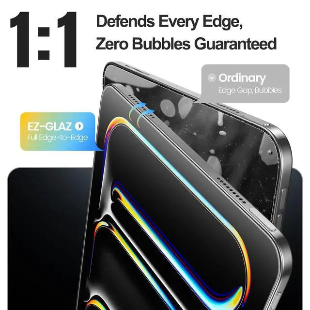 Alt view image 4 of 5 - EZ-GLAZ-2 Pack Paper-feel Glass Screen Protector for iPad Pro 11-in. (M5) 2025/ (M4) 2024, Matte Glass Film with Easy Application Tray, Scratch Resistant, Compatible with Apple Pencil