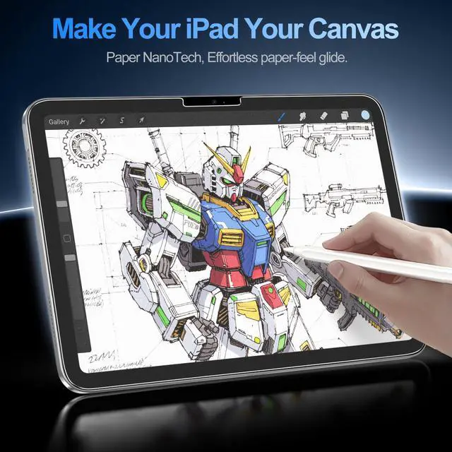 Alt view image 3 of 5 - EZ-GLAZ-2 Pack Paper-feel Glass Screen Protector for iPad Pro 11-in. (M5) 2025/ (M4) 2024, Matte Glass Film with Easy Application Tray, Scratch Resistant, Compatible with Apple Pencil