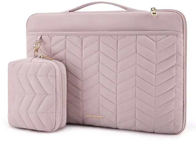 Main image of BAGSMART 15-15.6 Inch Laptop Case Sleeve for Women, Puffy Shockproof Laptop Bag with Accessories Pouch and Handle, Lightweight Computer Case Compatible with Dell, HP, MacBook Air/Pro, Dusty Pink