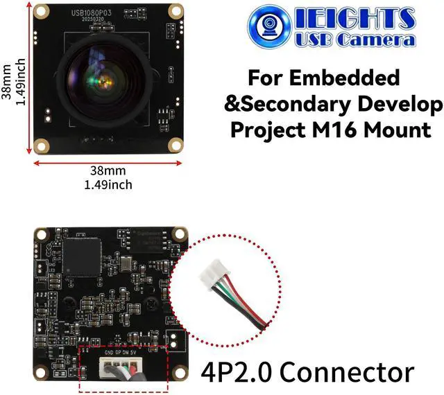 Alt view image 5 of 5 - H.264 USB Camera Module 0.0001Lux Low Illumination Webcam Board Wide Angle M16 1080P 30fps Mini UVC USB2.0 Lightburn CAMERA 100db HDR Web_Camera for Computer Fast Frame 2K PC Cam for Pi Laptop