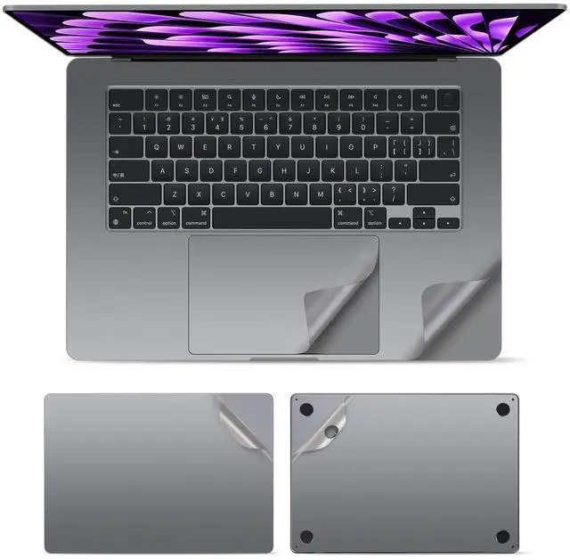 Alt view image 2 of 5 - 4 in 1 Ultra Thin 3M Vinyl Full Size Laptop Skin Palm Rest Sticker for 2016~2018+ MacBook Pro 13 Inch with Touch Bar (Model: A1706/A1989/A2159) -Gray
