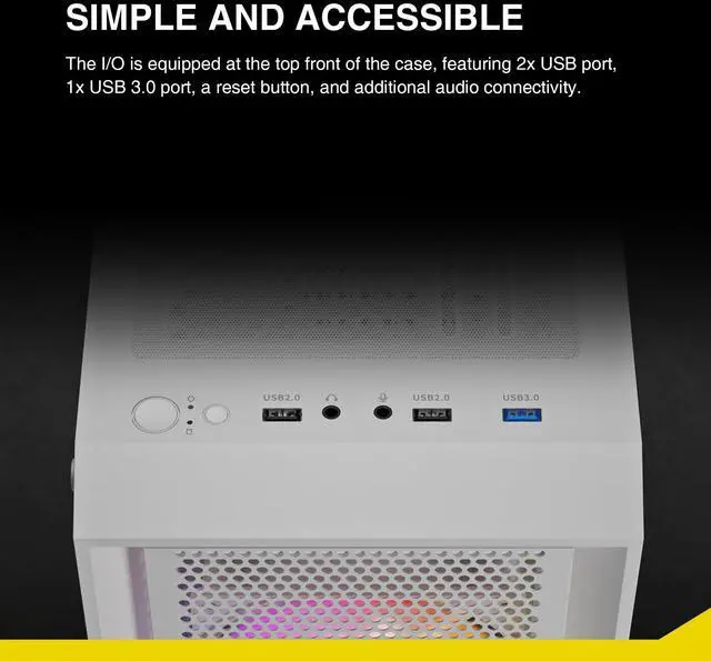 Alt view image 5 of 5 - GAMDIAS White ATX Mid Tower Gaming Computer PC Case with Side Tempered Glass, Preinstalled 4X 120mm ARGB Fans, Support Up to 6X 120mm Fans, 360mm AIO/Radiator, 340mm GPU/VGA, 160mm CPU Air Cooler