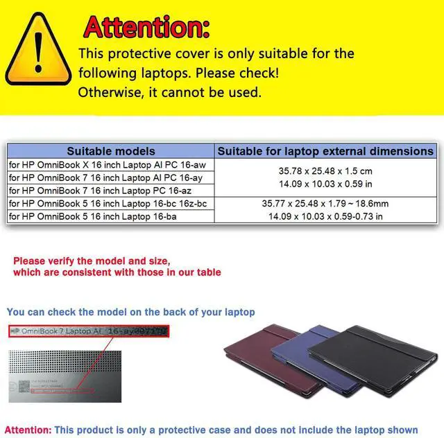 Alt view image 2 of 5 - LIMIYUE Case Cover for HP OmniBook 7/X 16 inch AI PC 16-ay/16-aw/16-az & for HP OmniBook 5 Laptop 16-ba 16-bc 16z-bc Sleeve,PU Leather Protective Bag Shell with Pen Holder (Dark Blue)