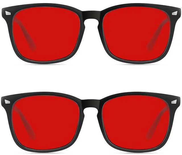 Main image of WINTOO Red Lens Glasses Blue Light Glasses for Men Women - 99.9% Red Glasses Blue Light Blocking for Computer,Gaming,TV,Phone Screens - 2 Pair
