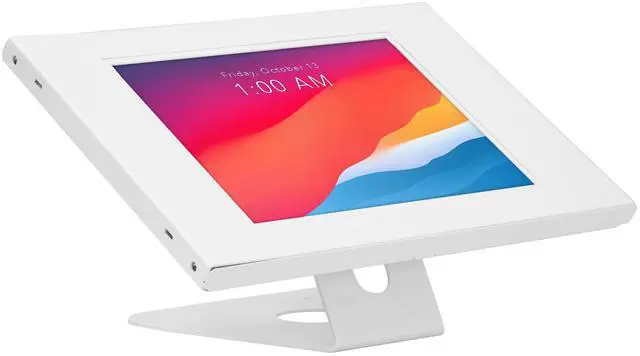 Main image of Mount-It! Anti-Theft Tablet Kiosk, Locking Tablet Enclosure with Counter Top and Wall Mount Base, Universal Enclosure for iPads Gen 7, 8, 9 and 10, iPad Pro, iPad Air, White