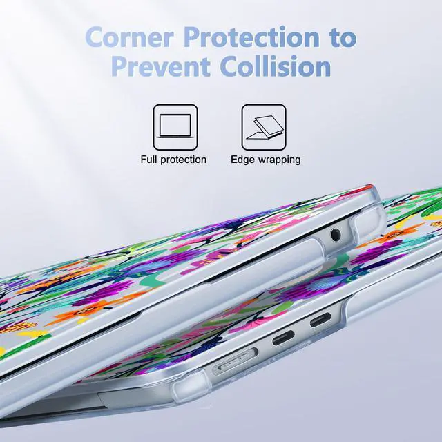 Alt view image 2 of 5 - May Chen for M4 MacBook Air 13.6 Inch Case 2025 2024 2023 2022 Release Models: A3240 A3113 M3 A2681 M2, Plastic Hard Shell Case for MacBook Air 13.6" with Retina Display, Blue Bright Colorful Flowers