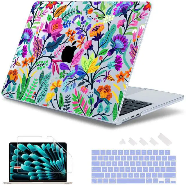 Main image of May Chen for M4 MacBook Air 13.6 Inch Case 2025 2024 2023 2022 Release Models: A3240 A3113 M3 A2681 M2, Plastic Hard Shell Case for MacBook Air 13.6" with Retina Display, Blue Bright Colorful Flowers