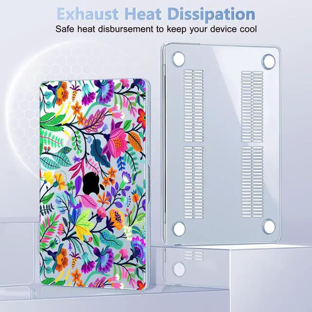 Alt view image 3 of 5 - May Chen for M4 MacBook Air 13.6 Inch Case 2025 2024 2023 2022 Release Models: A3240 A3113 M3 A2681 M2, Plastic Hard Shell Case for MacBook Air 13.6" with Retina Display, Blue Bright Colorful Flowers