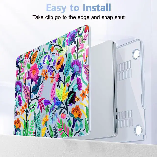 Alt view image 4 of 5 - May Chen for M4 MacBook Air 13.6 Inch Case 2025 2024 2023 2022 Release Models: A3240 A3113 M3 A2681 M2, Plastic Hard Shell Case for MacBook Air 13.6" with Retina Display, Blue Bright Colorful Flowers