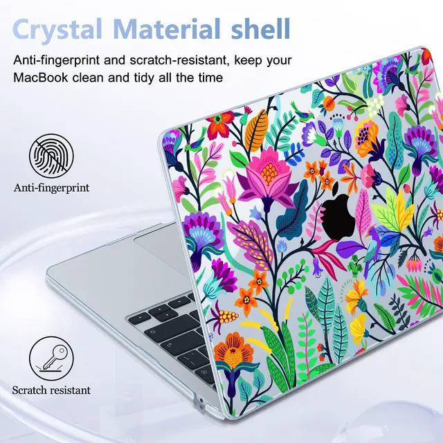 Alt view image 5 of 5 - May Chen for M4 MacBook Air 13.6 Inch Case 2025 2024 2023 2022 Release Models: A3240 A3113 M3 A2681 M2, Plastic Hard Shell Case for MacBook Air 13.6" with Retina Display, Blue Bright Colorful Flowers