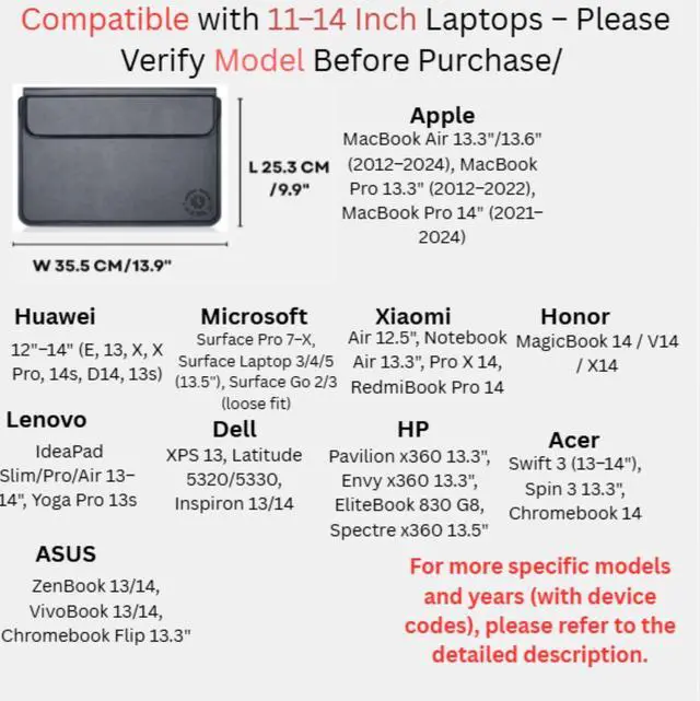 Alt view image 4 of 5 - Color Brown Laptop Sleeve 11-13.3 Inch for chromebook Samsung go MacBook air Dell XPS Protective Leather Case Waterproof Shockproof Magnetic Closure Adjustable Stand Slim Fit Business NOT for 14-16