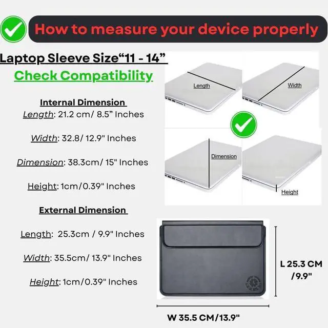 Alt view image 3 of 5 - Color Brown Laptop Sleeve 11-13.3 Inch for chromebook Samsung go MacBook air Dell XPS Protective Leather Case Waterproof Shockproof Magnetic Closure Adjustable Stand Slim Fit Business NOT for 14-16