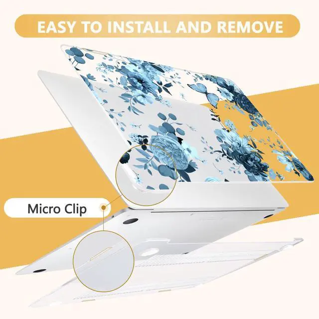 Alt view image 3 of 5 - MecBevia Compatible with MacBook Air 13.3 inch Case 2021-2018 Release A2337 M1 A2179 A1932 Touch ID, Plastic Hard Shell&Keyboard Cover&Screen Protector&Webcam Cover&Type-C Adapter, Blue Flowers