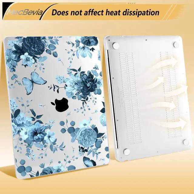 Alt view image 4 of 5 - MecBevia Compatible with MacBook Air 13.3 inch Case 2021-2018 Release A2337 M1 A2179 A1932 Touch ID, Plastic Hard Shell&Keyboard Cover&Screen Protector&Webcam Cover&Type-C Adapter, Blue Flowers