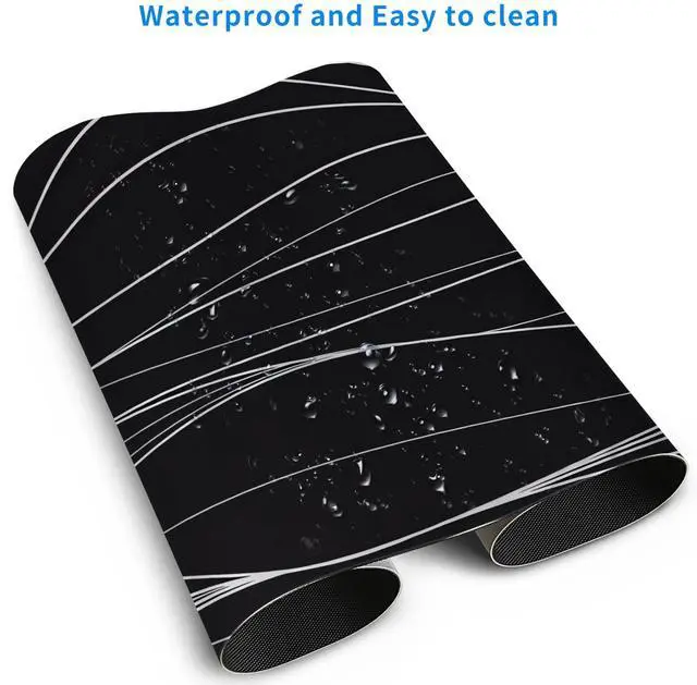 Alt view image 4 of 5 - MAYCARI Abstract Lines Art Desk Mat Cool Desk Pad Mouse Pad Large White Wave Patterns Gaming Mousepad XXL Laptop Keyboard Desktop Writing Pad for Girls Students 31.5"X15.7"