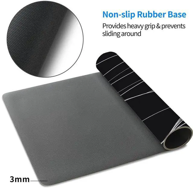 Alt view image 5 of 5 - MAYCARI Abstract Lines Art Desk Mat Cool Desk Pad Mouse Pad Large White Wave Patterns Gaming Mousepad XXL Laptop Keyboard Desktop Writing Pad for Girls Students 31.5"X15.7"