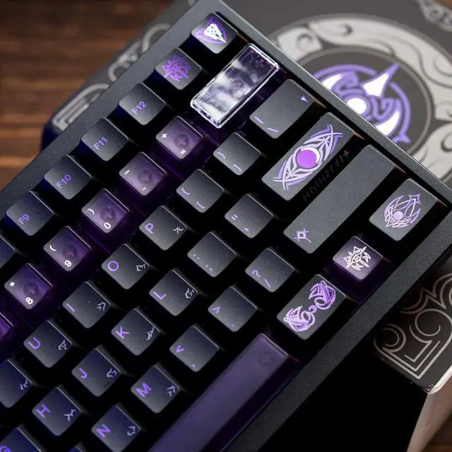 Alt view image 2 of 5 - JSJT Purple PC Translucent Keycap - Black ABS Material Cherry Profile Keycaps, 210 Keys Shadow of The Night Theme Key Caps Suitable for Cherry MX Switch Mechanical Keyboards