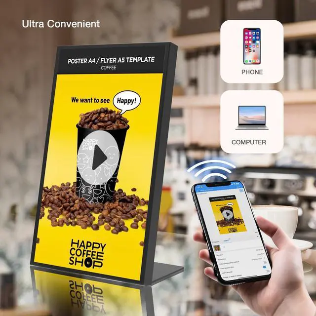 Alt view image 2 of 5 - 18.5 Inch HD 500 Nits Desktop Digital Signage Retail Store Payment Kiosk Commercial Display Advertising Screen Android with HDMI in,Digital Media Player