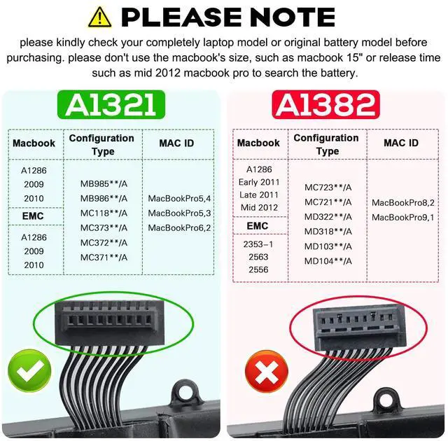 Alt view image 4 of 5 - TREE.NB A1321 A1286 (Only for Mid 2009 Mid 2010 Version) Laptop Battery for MacBook Pro 15 Inch Battery A1321 A1286 MC371LL/A MC372LL/A MB985 MB986 MC118 020-6380-A 020-6766-B