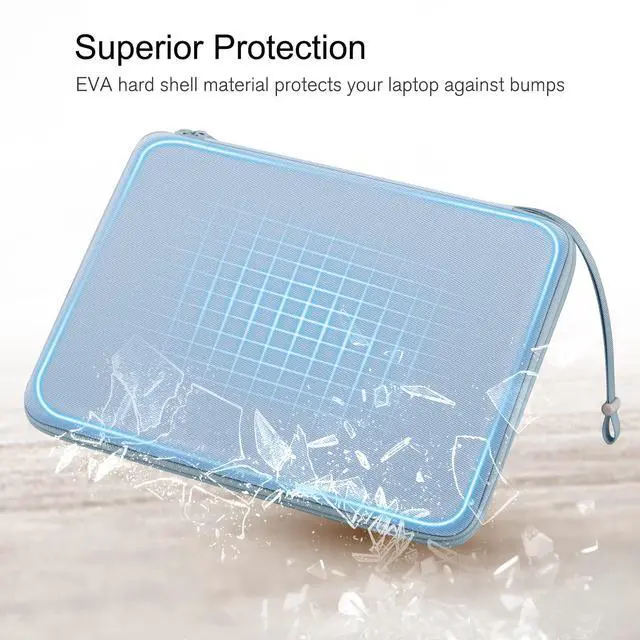 Alt view image 3 of 5 - FINPAC Hard Laptop Sleeve Case for 13 inch MacBook Air M4 2025 A3240 M3 2024 A3113, 14 inch MacBook Pro M5/M4/M3/M2 A3434 A3401, 13" Air/Pro, Waterproof Case for Dell, Surface Laptop, HP, Ice Blue