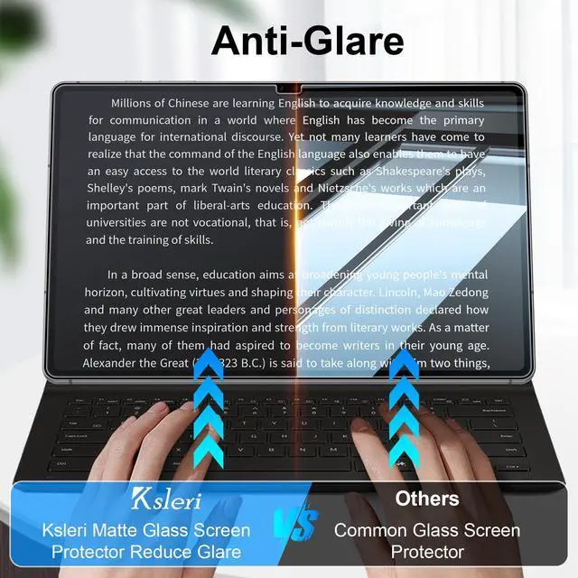 Alt view image 3 of 5 - Ksleri 2 Pack for Galaxy Tab S10 Ultra/S9 Ultra/S8 Ultra 14.6-inch Matte Glass Screen Protector (Not Privacy) Anti Glare Anti Fingerprint Tempered Glass with Alignment Frame