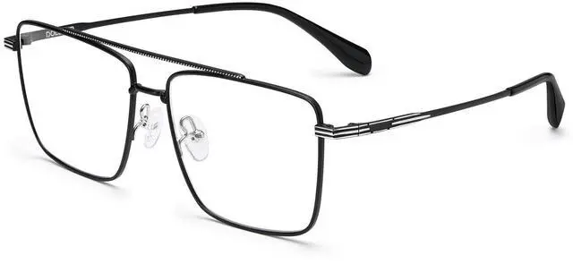 Main image of Dollger Blue Light Glasses for Men Women Metal Square Frame Spring Temple Computer Blue Light Blocking GlassesBlack