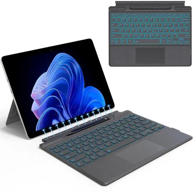 Main image of Foeytaody for Microsoft Surface Pro 11/10/9/8/X Keyboard, Bluetooth Wireless Magnetic Keyboard with Palm Rejection Touchpad, Rechargeable Battery, 7-Color Backlit, Pen Holder for Surface Pro 13inch