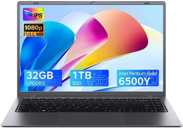 Main image of Zrasu 14" Laptop Computer,Pentium Gold 6500Y (Up to 3.4GHz), 32GB RAM 1TB SSD, Win11 Pro Laptops with Type-C, HDMI, USB3.2, BT5, WiFi 5, Lightweight Business Laptop
