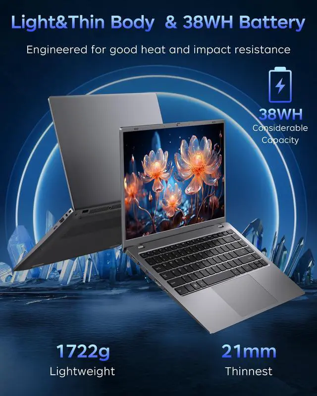 Alt view image 5 of 5 - Zrasu 14" Laptop Computer,Pentium Gold 6500Y (Up to 3.4GHz), 32GB RAM 1TB SSD, Win11 Pro Laptops with Type-C, HDMI, USB3.2, BT5, WiFi 5, Lightweight Business Laptop