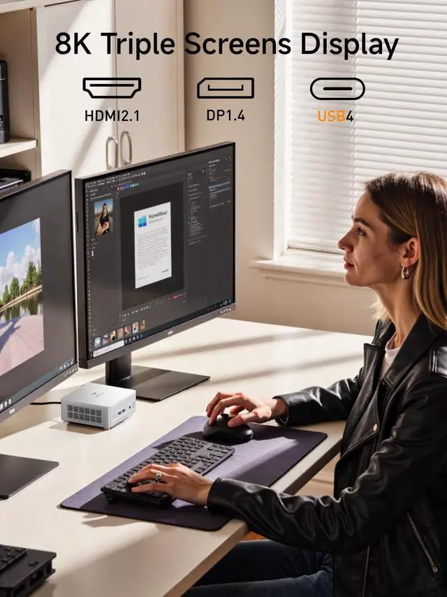 Alt view image 4 of 5 - MINISFORUM DeskMini UM750L Slim Mini PC AMD Ryzen 5 7545U Small PC, 32GB LPDDR5 RAM+1TB PCIe4.0 SSD, HDMI/DP/USB4 Outputs, 2.5G LAN, WiFi 6E, 5xUSB Port AMD Radeon 740M Graphics Small Form Factor