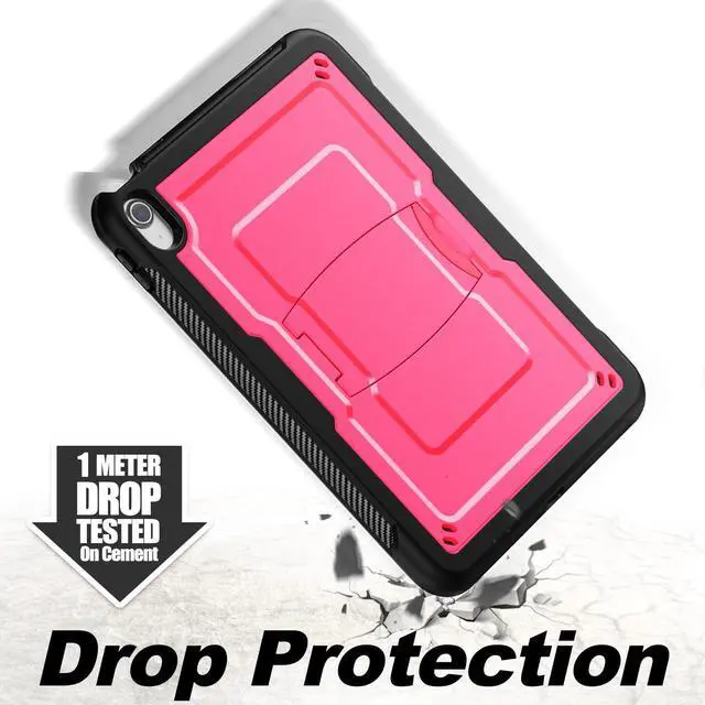 Alt view image 4 of 5 - SEYMAC stock Case for iPad (A16) 11th/10th Generation 11''/10.9'' 2025/2022, with Built-in Screen Protector, Shoulder Strap, Built-in Kickstand, Rugged Full Body Shockproof Protective Case, Pink