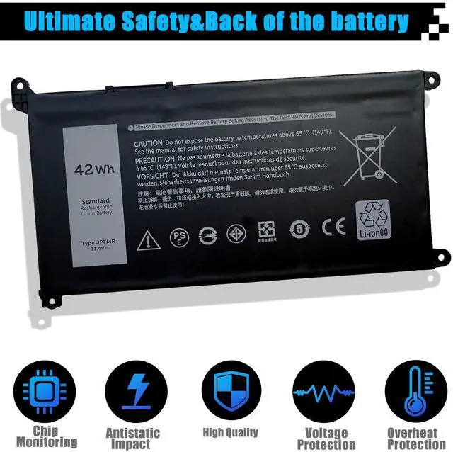 Alt view image 4 of 5 - AOMKA JPFMR Laptop Battery Replacement for Dell Chromebook 3100 3400 2-in-1 5488 5493 5593 P90F Series 0JPFMR 7MT0R 7MTOR 16DPH 7T0D3 07T0D3 DN33X RDNP5 65N6H 11.4V 3500mAh