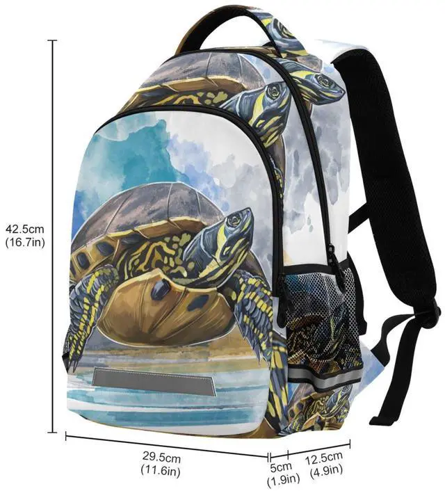 Alt view image 4 of 5 - JIPONI Turtle Watercolor Student Backpack For Boys Girls School Backpack Laptop Ipad Travel Book Bag