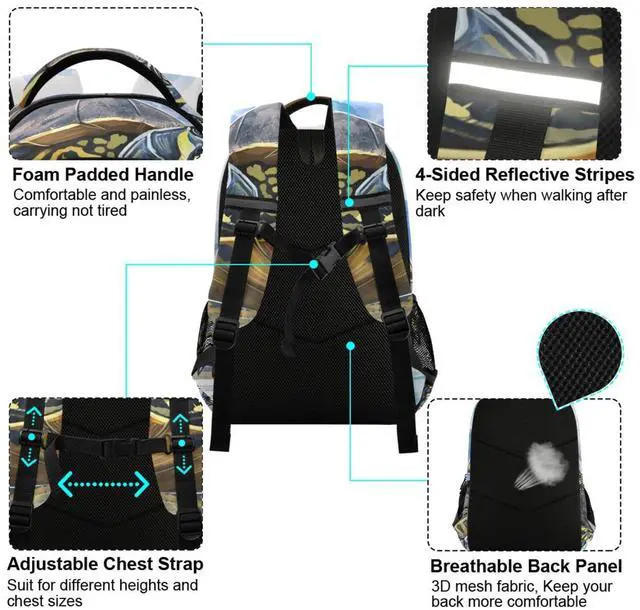 Alt view image 5 of 5 - JIPONI Turtle Watercolor Student Backpack For Boys Girls School Backpack Laptop Ipad Travel Book Bag