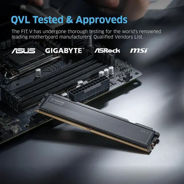 Alt view image 5 of 5 - KLEVV FIT V DDR5 32GB (2x16GB) 6400MHz CL32 SK Hynix A-Die 1.35V Gaming Desktop Ram Memory XMP 3.0 / AMD Expo Ready - Black (KD5AGU880-64A320L)