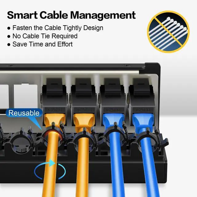 Alt view image 2 of 5 - PBAEGAV Patch Panel 8 Port with 8pcs Cat6 Keystone JackEC Listed UTP No Rust and Durable (1U 8Port Cat6 Keystone Jack Unshielded)