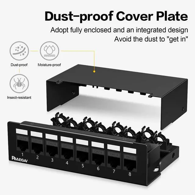 Alt view image 3 of 5 - PBAEGAV Patch Panel 8 Port with 8pcs Cat6 Keystone JackEC Listed UTP No Rust and Durable (1U 8Port Cat6 Keystone Jack Unshielded)