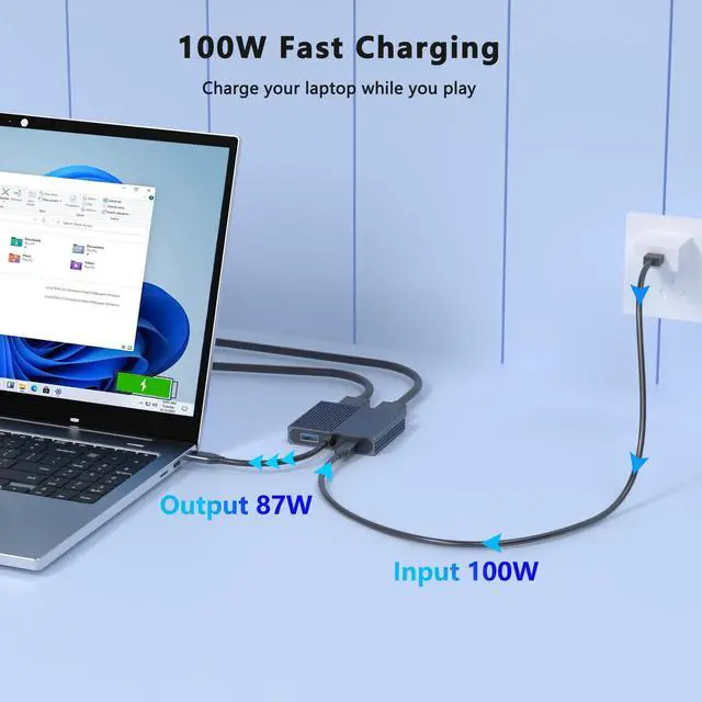 Alt view image 5 of 5 - Display Port Splitter for Dual Monitors, 4K@60Hz USB C to Dual DisplayPort Adapter for Dell/HP/Mac Laptops, Type C to Display Port Multiport with USB3.0/PD, Dual Monitor Adapter, Displayport MST Hub