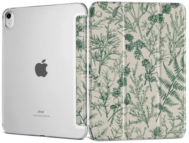 Main image of DONGKE for iPad 11th Generation Case 11 Inch 2025 (A16 Chip) & iPad 10th Generation 10.9 Inch 2022, Slim Foldable Stand Hard PC Translucent Back Shell Smart Cover - [Auto Wake/Sleep] - Plant & Berry