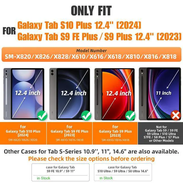 Alt view image 2 of 5 - YHDXUYS Case for Samsung Galaxy Tab S10 Plus 2024/S9 FE Plus 2023/S9 Plus 2023 12.4 Inch, Slim PU Leather Folio Cover with Multi-Angle Stand and Pen Holder, Pink